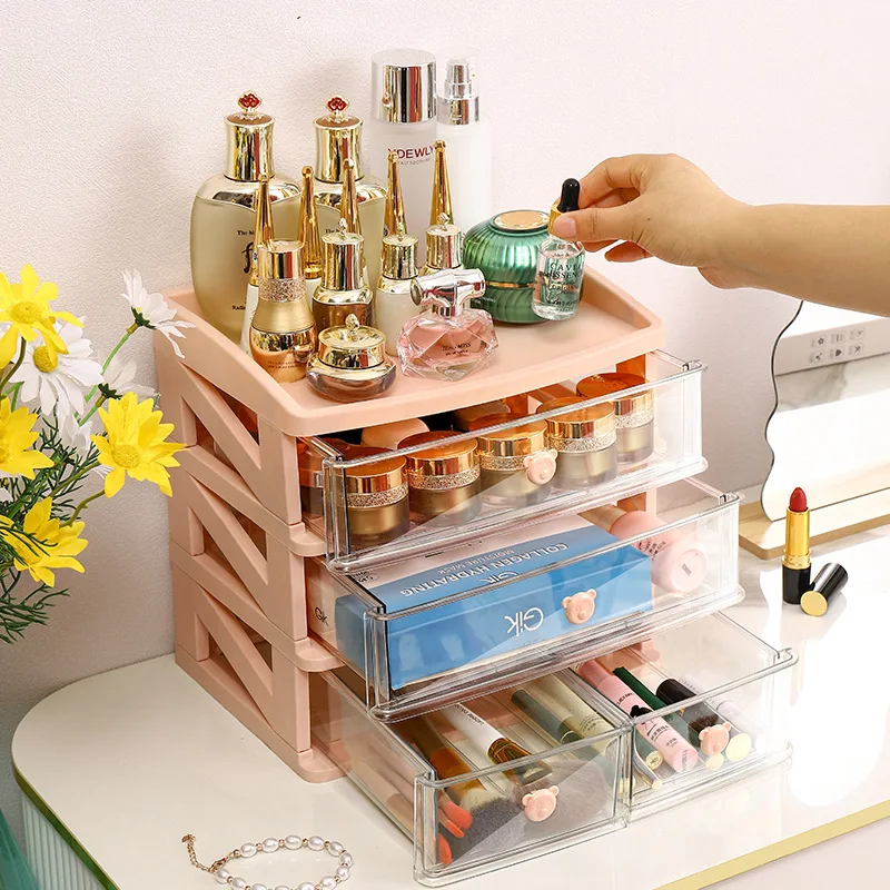 

Home Organization Makeup Storage Box Desktop Drawer Clear Skin Care Products Lipstick Dresser Makeup Brush Organizer Shelf