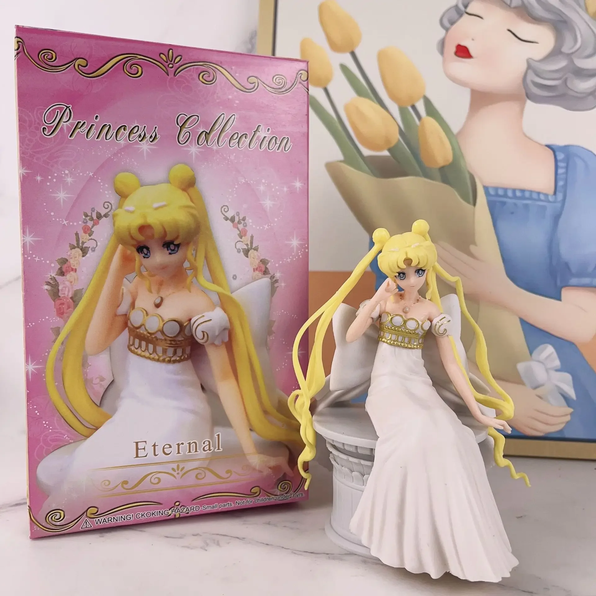

Beautiful Girl Series Anime Figures Silver White Moon Princess Model Garage Kits PVC Toys for Girl Desktop Collectibles