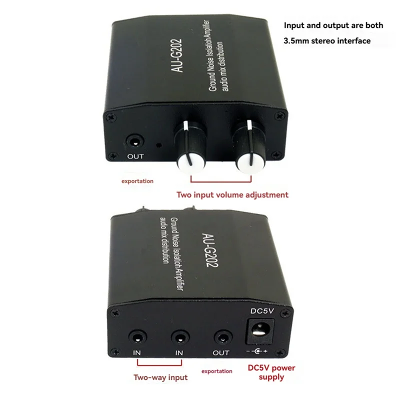 A32T-지상 잡음 차단 증폭기 오디오 절연체 3.5Mm 스테레오 지상 잡음 절연체 2 In2 Out 잡음 절연체