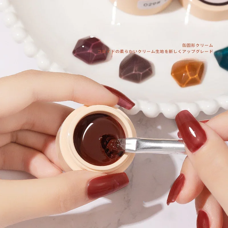 Holzsammlung Fester Gel-Nagellack Palette – 6 Creme-Farben Inklusive Pinsel, Für Nagel-Art-Design #028