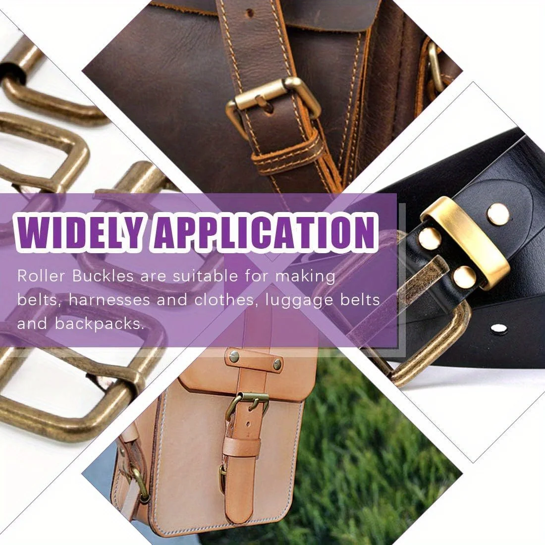 5PCS Roller Buckle Metal Adjustable Belt Pin Buckle Bag Strap Slide Tri-Glide Buckle Webbing Hardware DIY