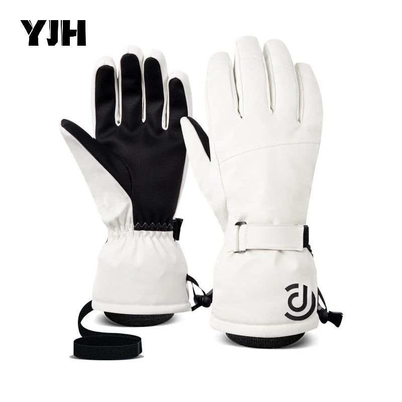

Ski windproof gloves men and women winter white warm cycling sports spot touch screen five finger outdoor gloves cotton waterpro