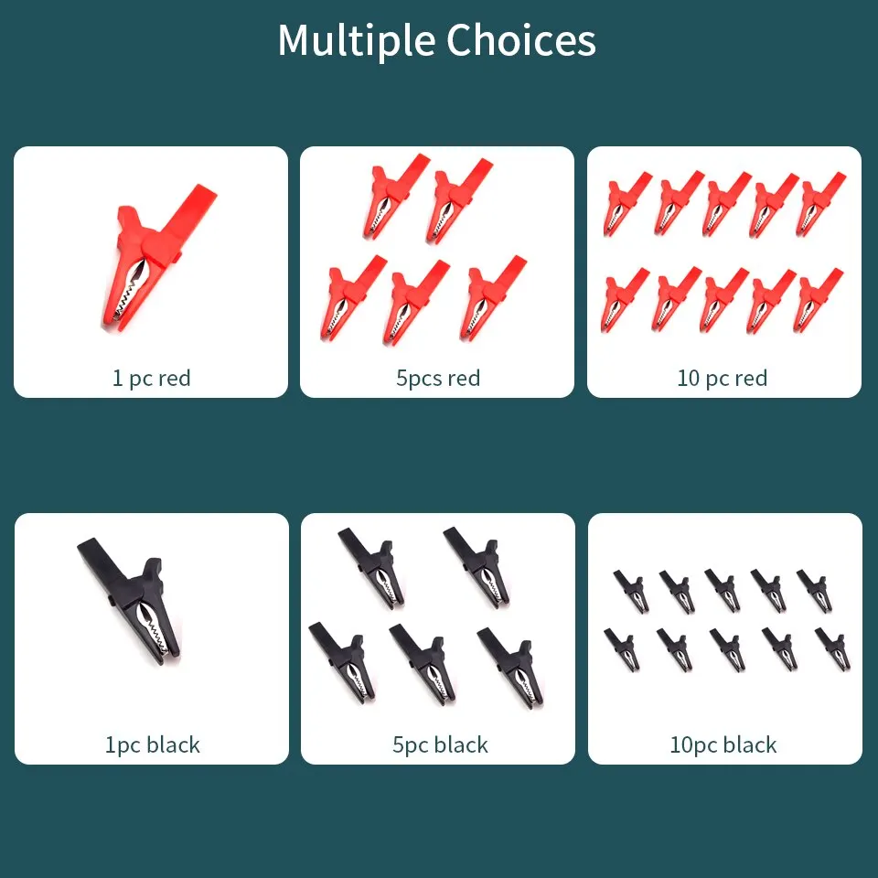 30A Alligator Clip Crocodile Adapter Crocodile for Multimeter Pen Test Lead Cable Insulated Car Caravan Van 10/5/1pcs