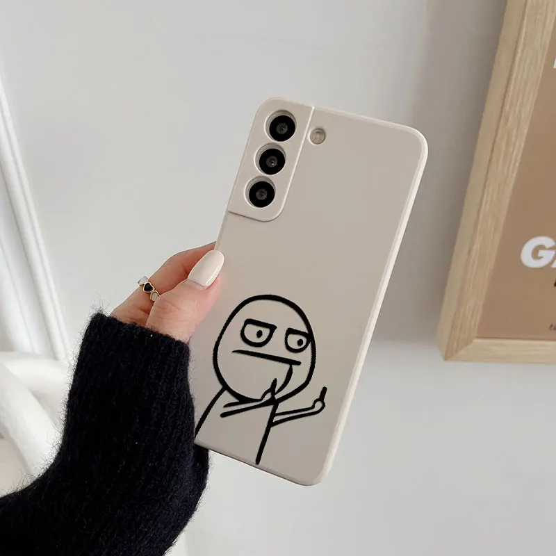 thumbnail image 1 of Funny Middle Finger Cute Man Liquid Silicon Case For Samsung Galaxy S24 S23 S22 Ultra S21 S20 FE S10 S24 Plus Luxury Phone Cover, 1 of 5