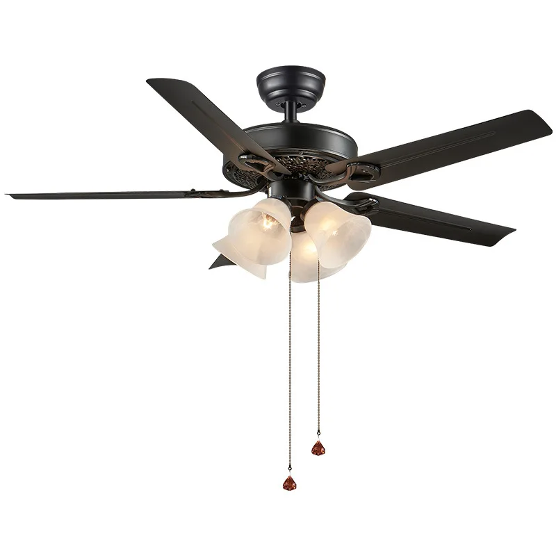 Fan-Style Ceiling Lamp Home Living Room Bedroom Dining Room Ceiling Fan Lights Simple Decorative Electric Fan Retro American