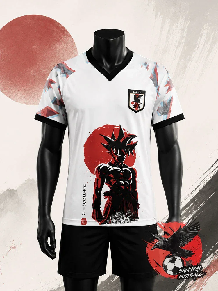 Japan Goku Weißes Trikot - Dragon Ball Super Japanisches Anime-Fußballtrikot Sommer-Sport-Herren-T-Shirt Kleidung Tee