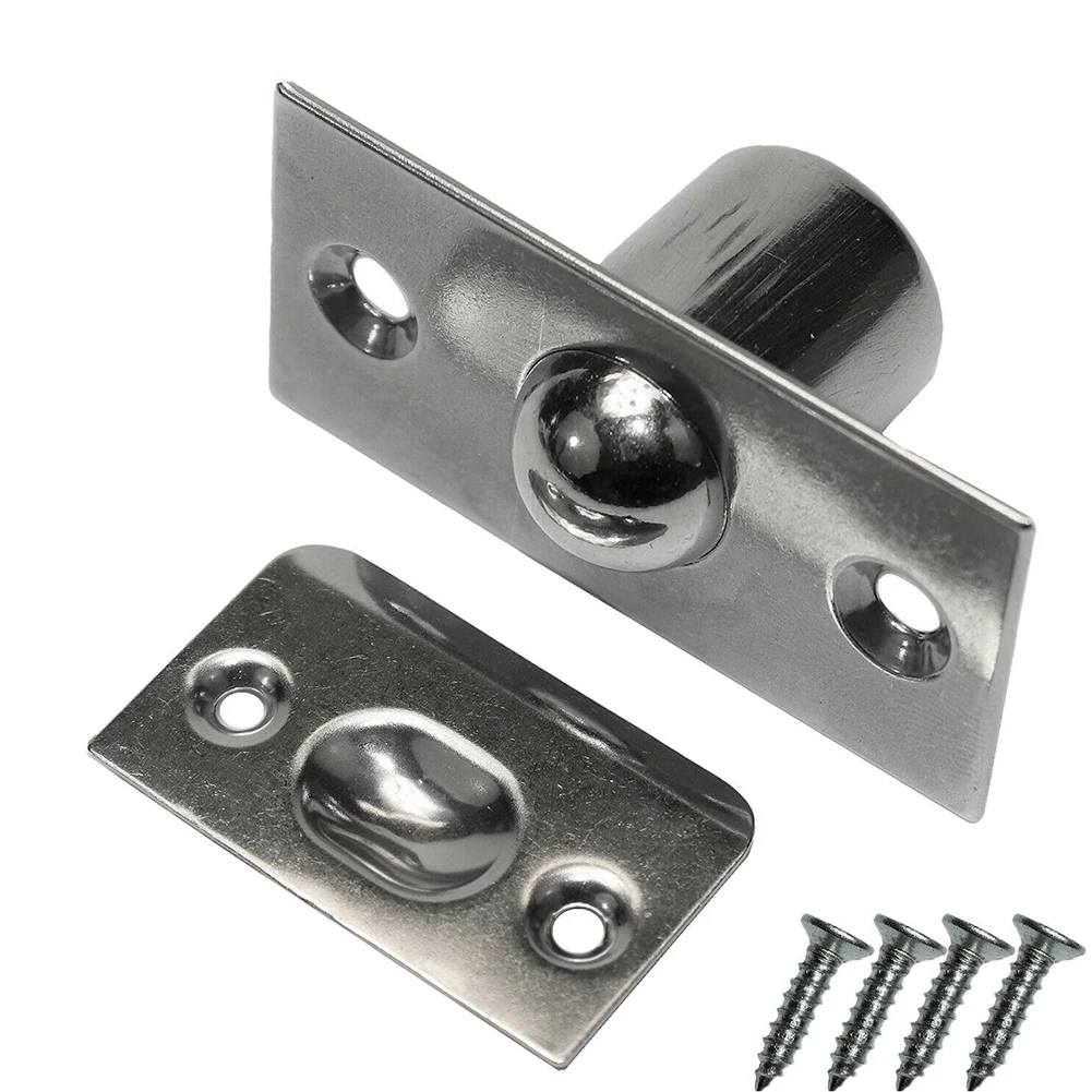 Cabinet Door Latch Door Top Bead Stainless Steel Spring Invisible Wooden Cabinet Door Beads Lock Closet Ball Catch Latch With Screws