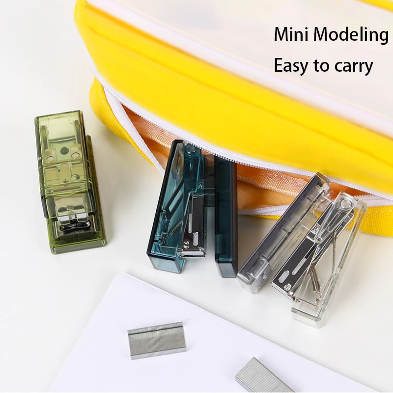 Mini Stapler with staples Creative Binding Tools Transparent Trumpet Stapler File Organizer Paper Binding School Office Supplies