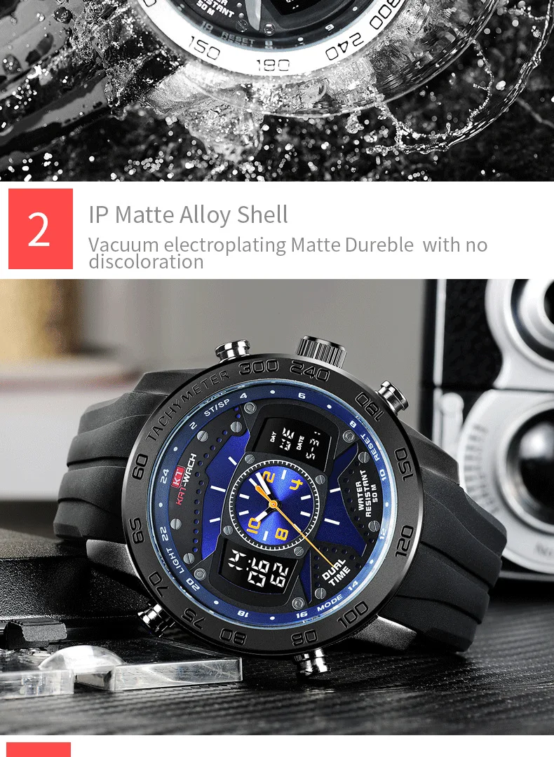 2022 KAT-Wach Watch Digital Men JPN Movement watches Quartz Male Chronograph Luxury Men Sports Wristwatch Relogio Masculino