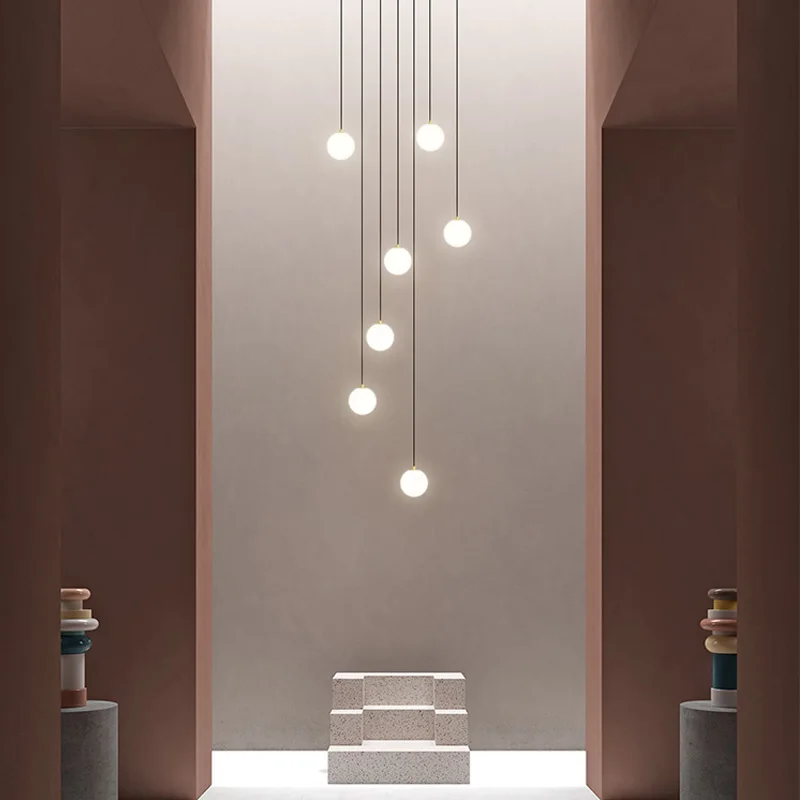 

Minimalist Design Ball staircase Chandelier Lighting for Dining Room Home Decor Pendant Lights Hotel Restaurant Bar Hanging Lamp