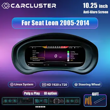 Carcluster Panel de Instrumentos Digital LCD de 10.25'' para VW Seat Leon MK2 Plataforma PQ Años 2005-2014 Compatible con HDMI Carplay 1