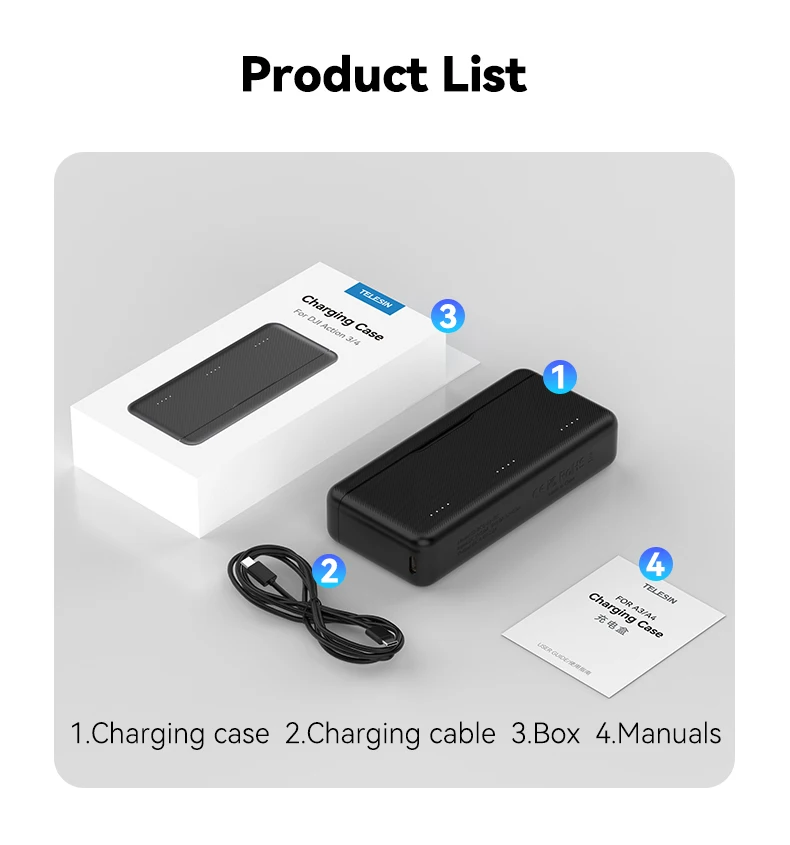 30W PD Fast Charger For OSMO 360 Action 5pro 3 Slots Battery Pocket Charging Bo