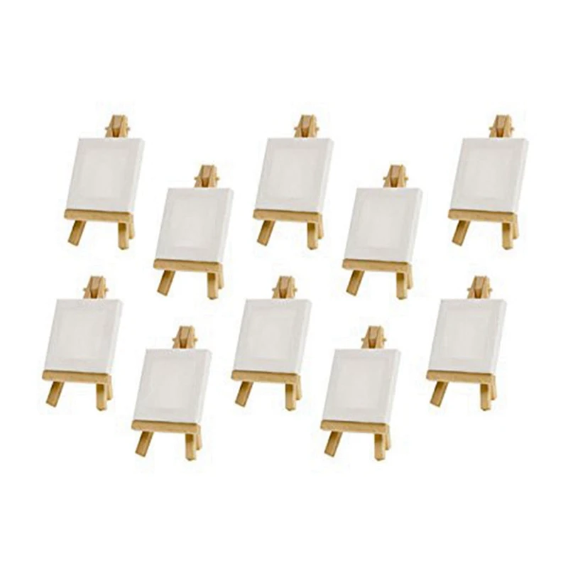 

100 Sets Mini Display Easel With Canvas 8X8cm Wedding Table Numbers Painting Hobby Painting Small Table Easel Gift