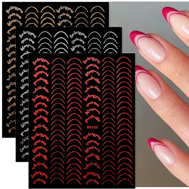 2sheets Geometric Pattern French Tip Nail Stickers French Nail Art