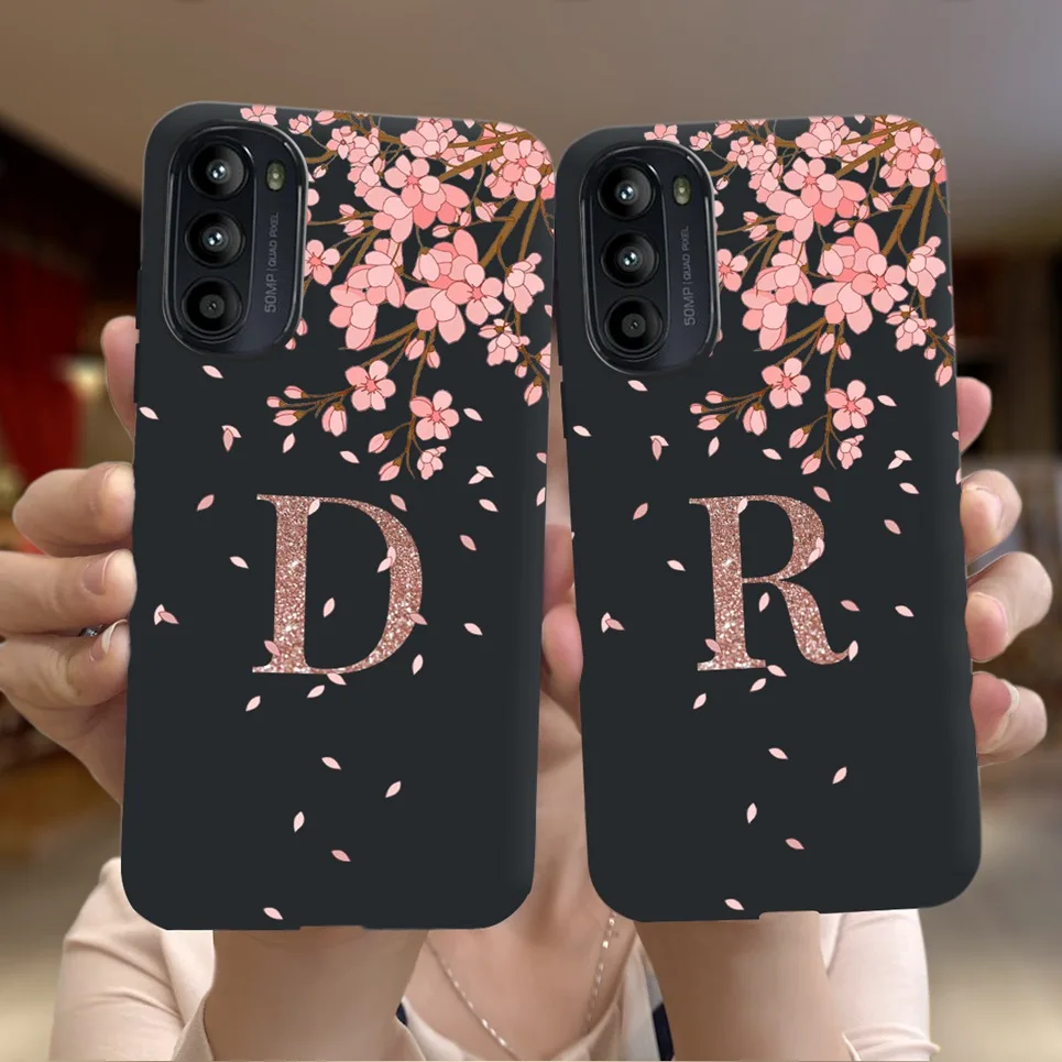 Nome Iniziali Lettera Coques Per Lg Velvet Phone Case Cover Posteriore Cherry Flower Black Matte Soft Silicone Lg Velvet 5G Uw