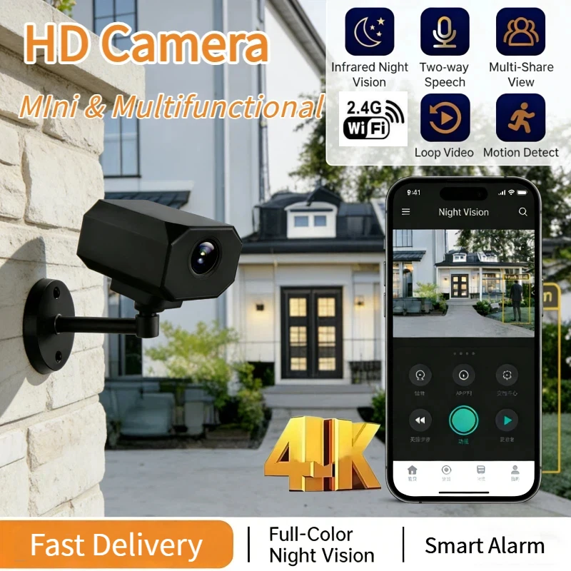 4K WiFi Security Camera Indoor Wireless Mini Home IP Camera APP Remote Monitor Night Vision Motion Detection 2 Way Audio 2026 2