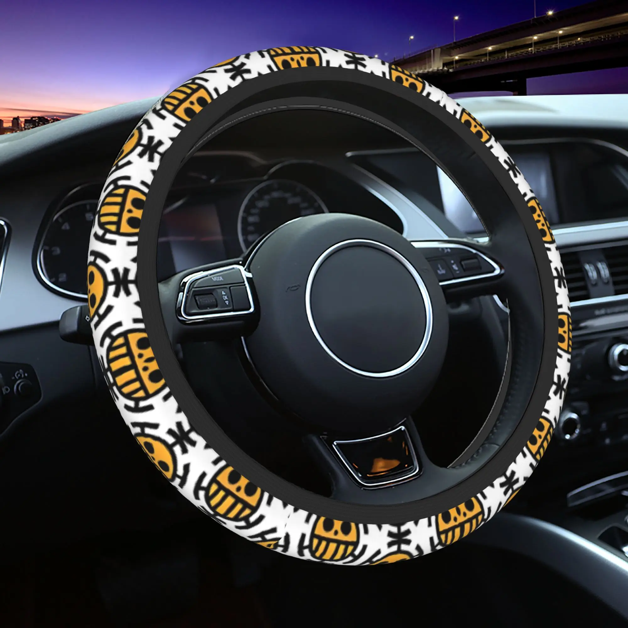 Car Steering Wheel Cover Trafalgar D. Water Law Pirate Flag One Piece