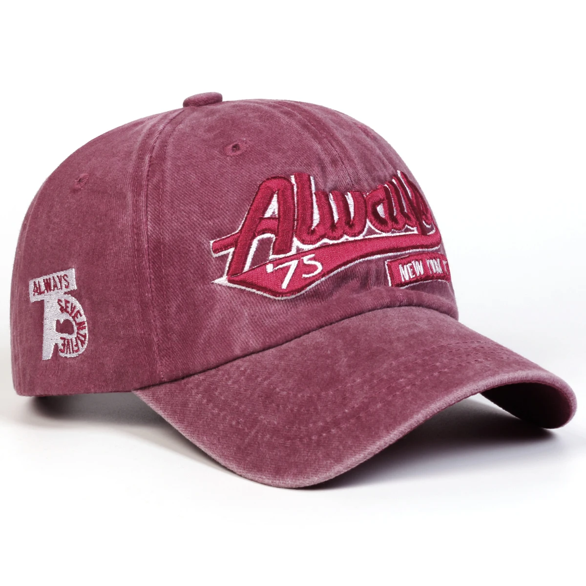 Unisex Always75 Buchstaben-Stickerei-Wasch-Baseballkappen, verstellbare Freizeithüte, Frühlings- und Herbst-Sonnenschutzhut im Freien – Detail 7