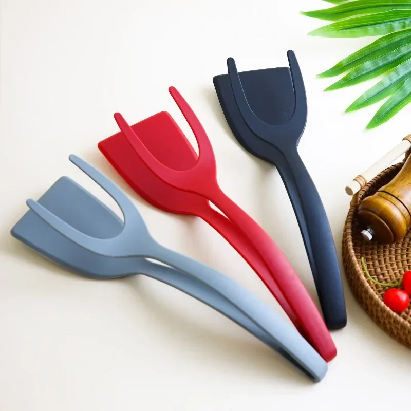 Cooking Utensils Non Stick 2 In 1 Pancake Spatula French Fries Turners Egg Clamp Frying Steak Tongs Toast Omelet Clip