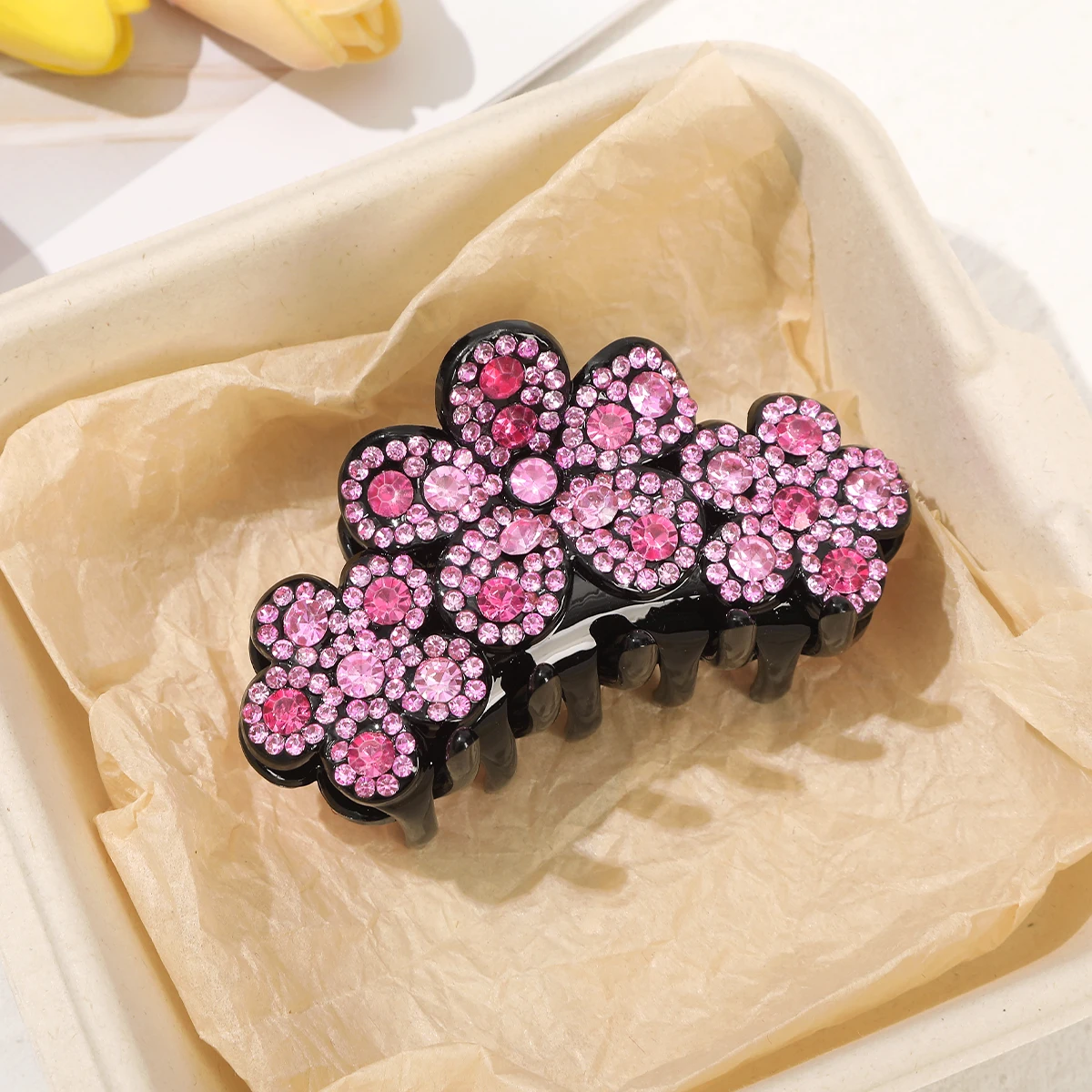 Rhinestone Flower Luxury Hair Claws Korean Shiny Ponytail Shrk Clip Hair Crabs Ladies Elegant Hairpin Hair Accessories Headwear