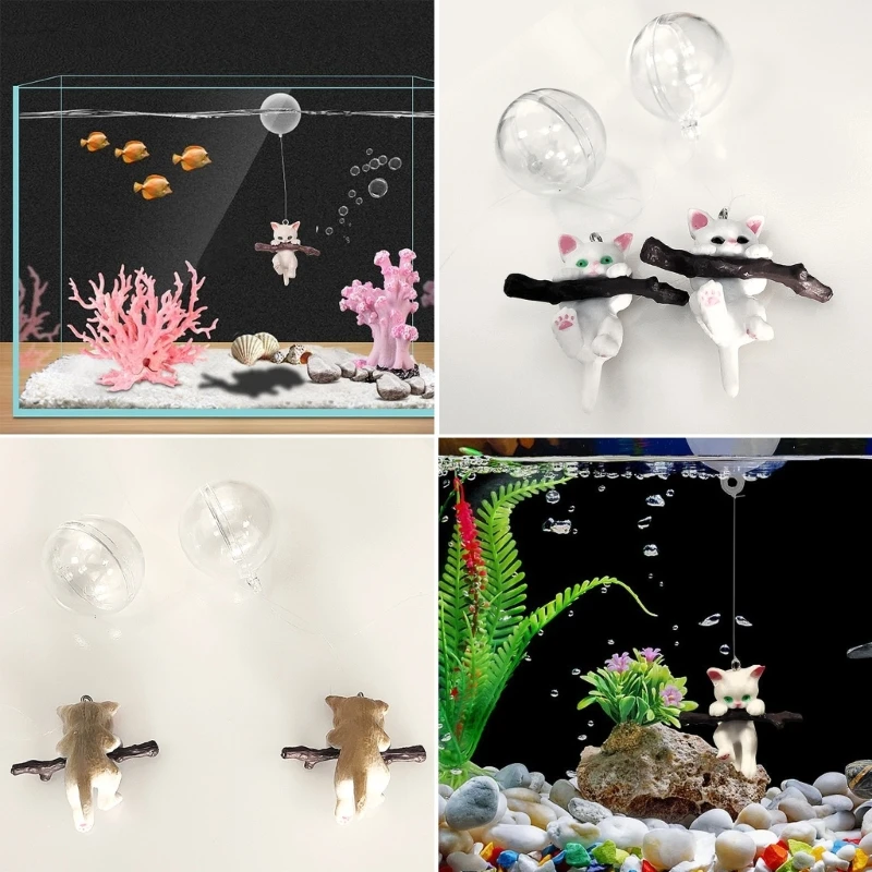 Fish Floating Cat Figurines Ornament DIY Artificial Aquarium for Fish Play N84C fish tank ornaments fish tank decorations aquarium ornaments mini landscape ornaments