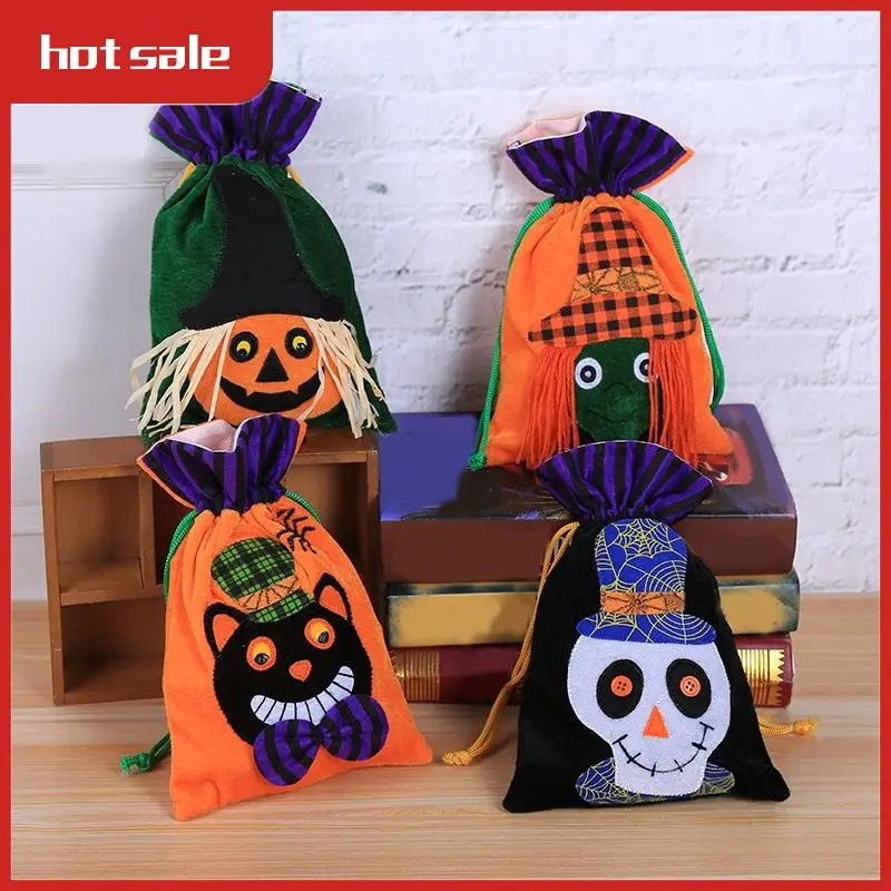 4 Piece Halloween Candy Bags Decorations Indoor Scary Halloween Horror's Party To Candy Bag Cloth Scary Party Supplies