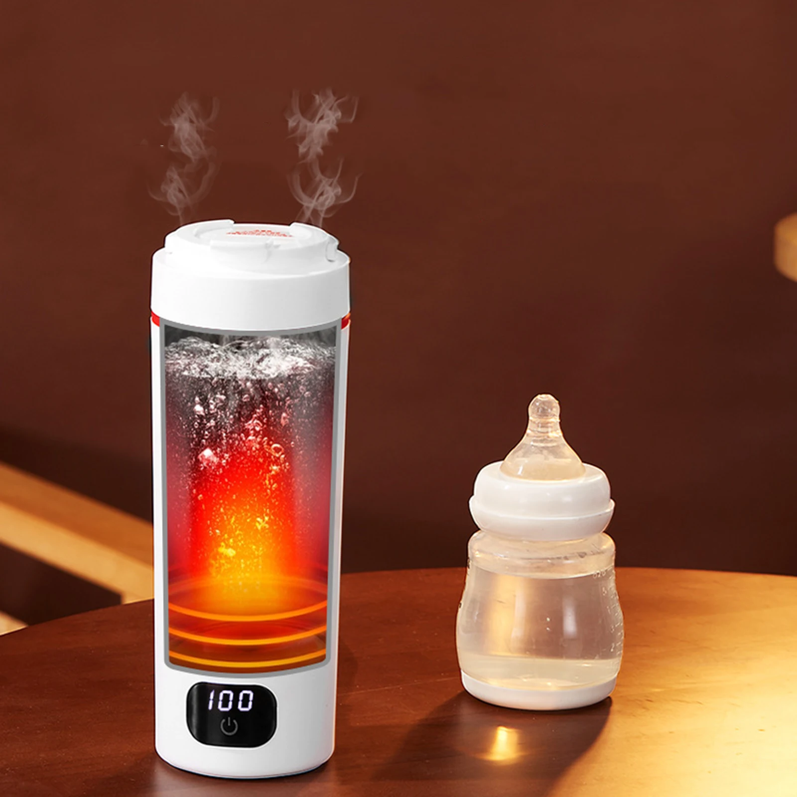 Portable Electric Kettle Insulated Electric Kettle Auto Shut Off Boil Dry Protection Milk Hot Water Boiler for Travel Car Office 5