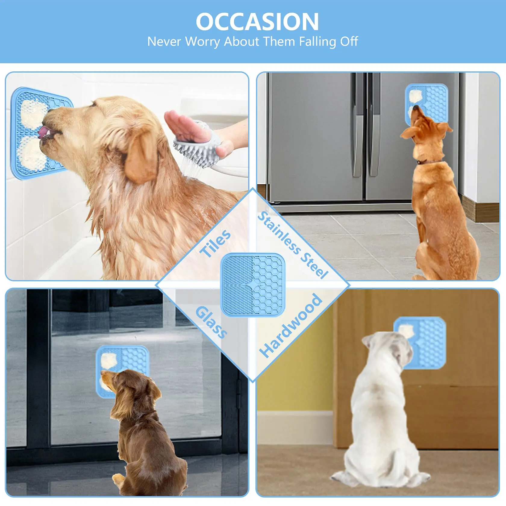 1pc Dog Lick Mat For Dogs Made with Food Grade Silicone For Fun& Anxiety Relieve low Food Mat Silicone Slow Pet Dog pet feeding mat