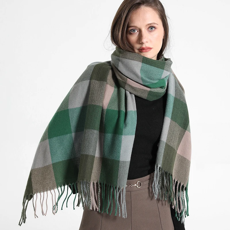 Longwu Sciarpa da Donna in Tartan Scozzese Multicolor e Sciarpa Avvolgente in Cashmere Sensazione di Cashmere Sciarpe Lunghe Grandi Morbide e Calde Invernali, Regalo di Natale del Ringraziamento