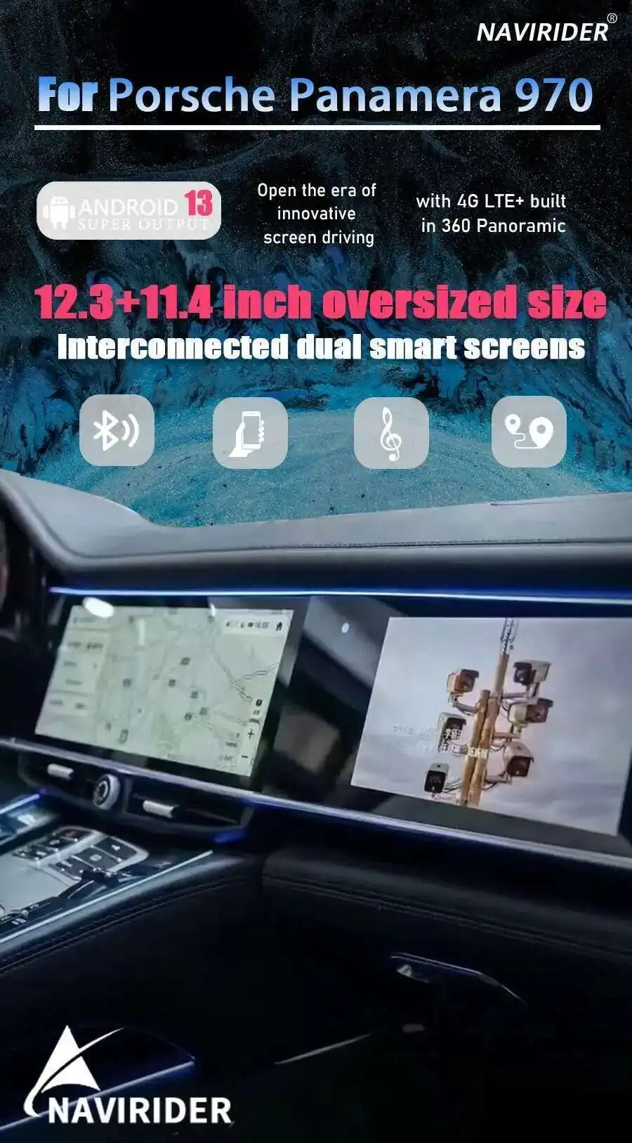 Carplay For Porsche Panamera 970 Upgraded Interactive Dual Screen 12.3 Inch + 11