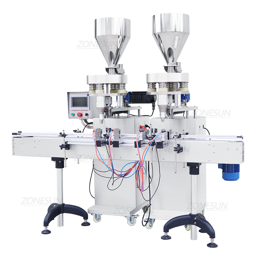 ZONESUN ZS-KL01 2 Nozzles Granule Quantitative Powder Filling Machine With 2 Hopper