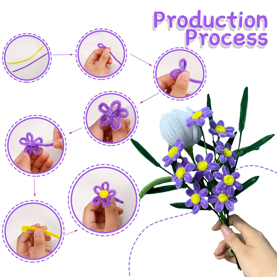 Colorful Chenille Stem Pipe Twisted Rod Christmas Party Supplies for Festivals Decorations Home DIY Handcraft Arts 100Pcs IMZAY chenille stem supplies
