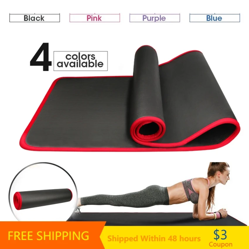 

YECOKISO 10MM Extra Thick 183cmX61cm Yoga Mats NRB Non-slip Exercise Mat Fitness Tasteless Pilates Workout Gym Mats with Bandage
