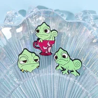 Princess Chameleon Lizard Enamel Pins Funny Cartoon Fairy Tale Role Brooch Backpack Lapel Badges Animal Jewelry Gift for Friends 5