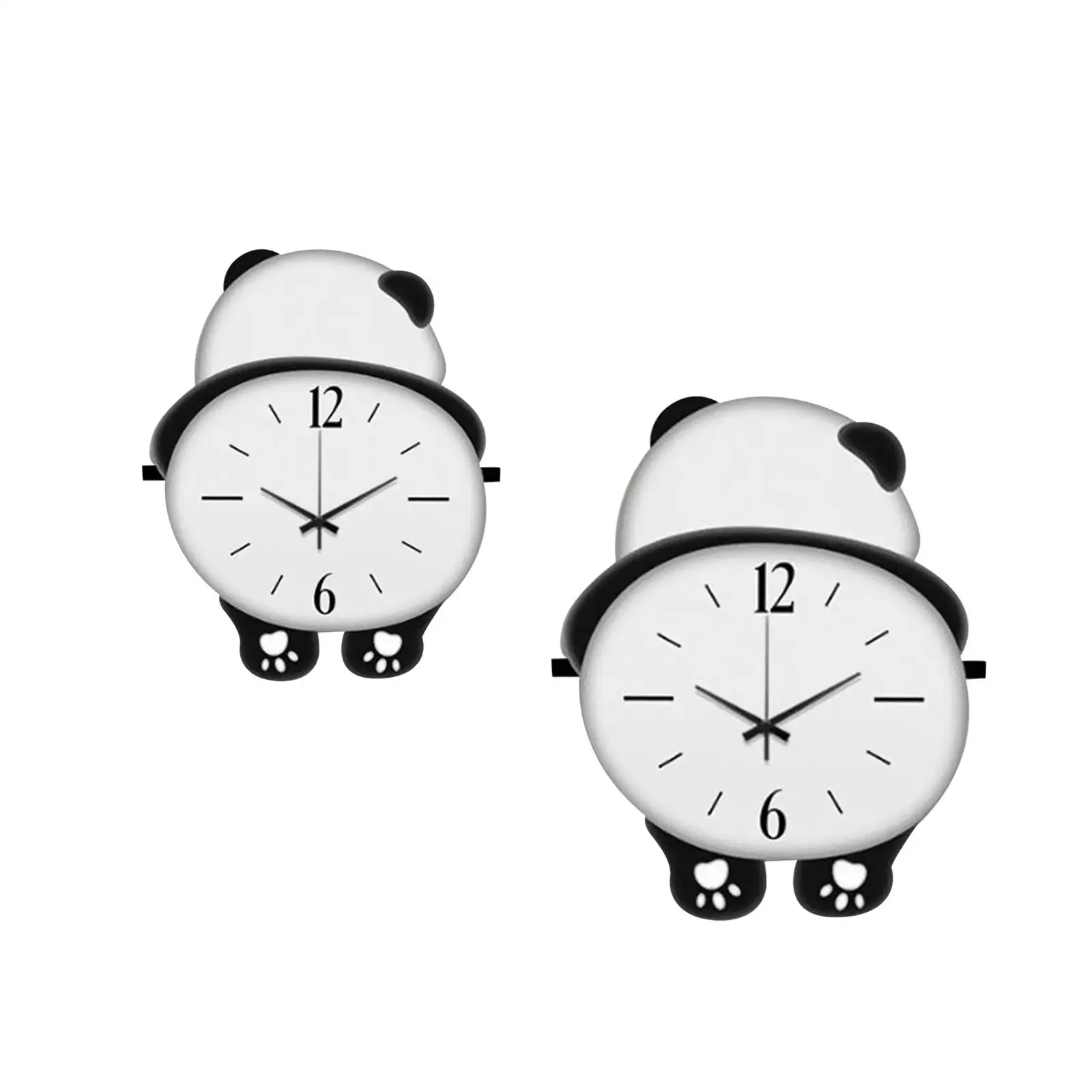 Wood Panda Wall Clock Wall Art Decor Battery Operated Hanging Clock Cute for Farmhouse Versatile