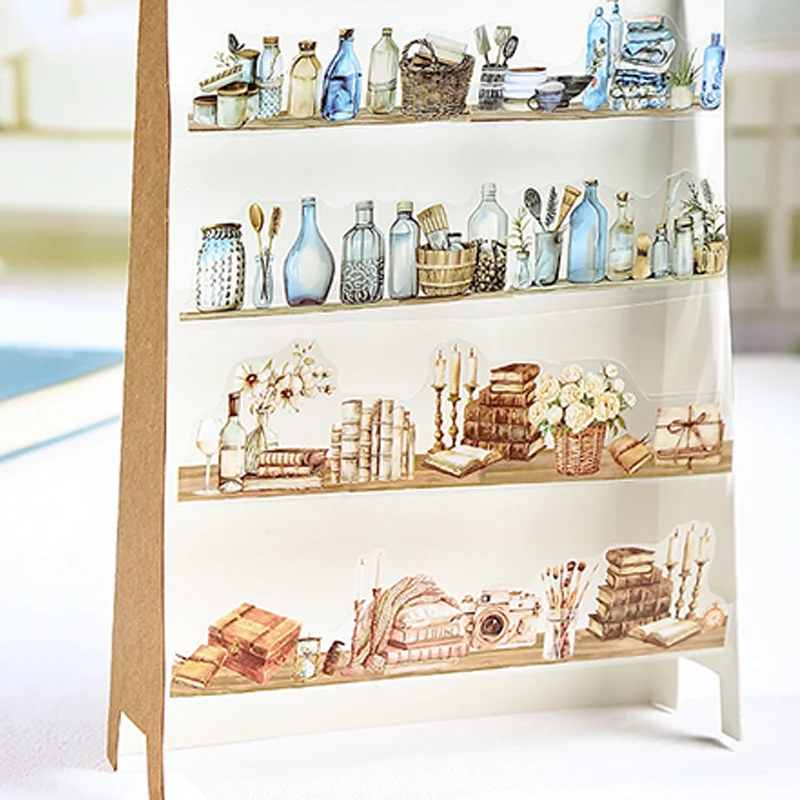 Mr Paper 18pcs/bag Soft House Time Series Home Landscaping Dual Material Die-cut Sticker Book DIY Handbook Scrapbook Card