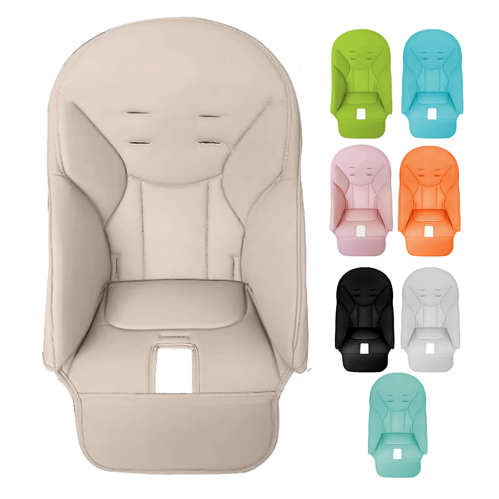 Funda de silla de comedor portátil para bebé, almohadilla de silla de comedor de cuero PU, funda de asiento multifuncional suave con relleno para niños