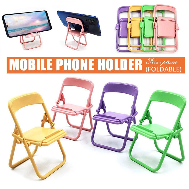 mobile phone holder for car Cell Phone Stand Rack Mini Folding Chair Design Universal Candy Color Cell Phone Stand Rack QJY99 best mobile holder for car