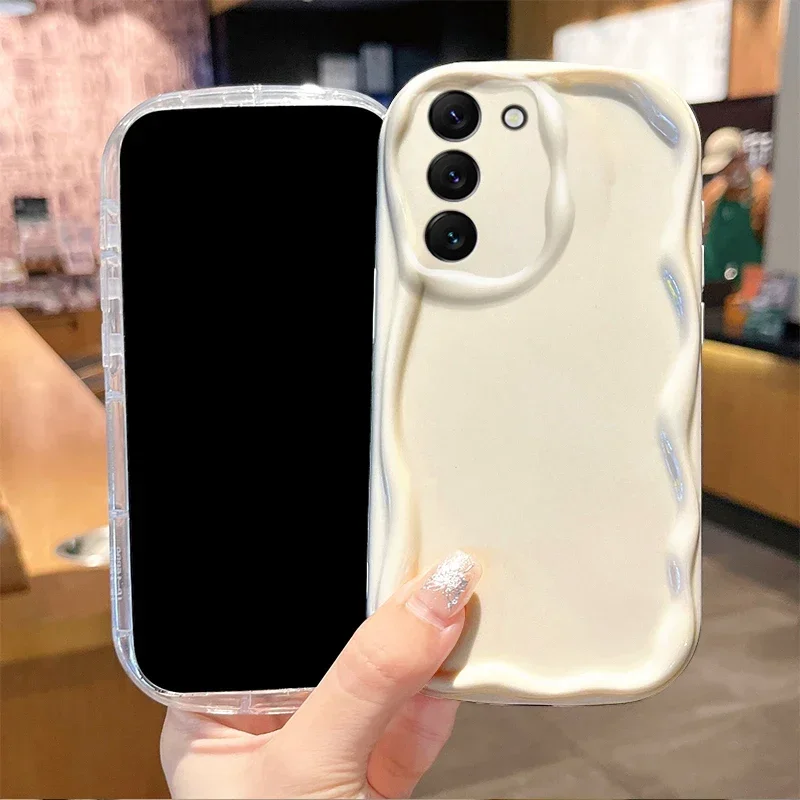 Cream Waves Glossy Shockproof Phone Case with Enhanced Protection