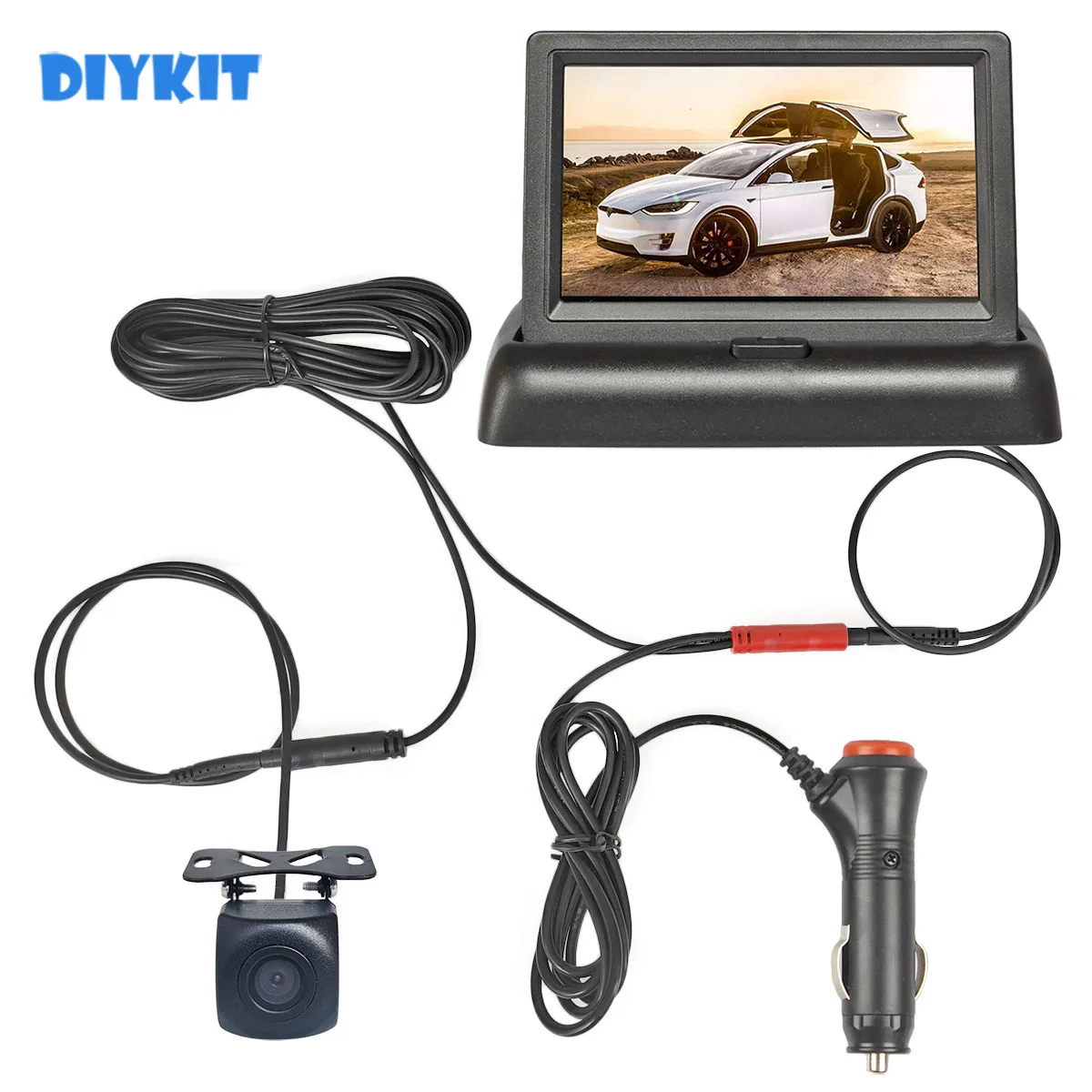 back up camera for truck DIYKIT 4.3" AHD Rear View Car Monitor 1280*720 Vehicle Reverse Backup Starlight Car Camera Video Parking System Car Charger rear camera for car