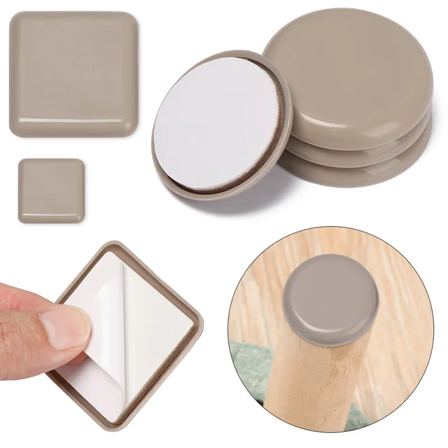 Coussinets Coulissants Anti-Rayures pour Jambes de Meubles, Protection de Sol, Polymères, Facile à Déplacer, Épais, Anti-Delhi, 4 Pièces 3