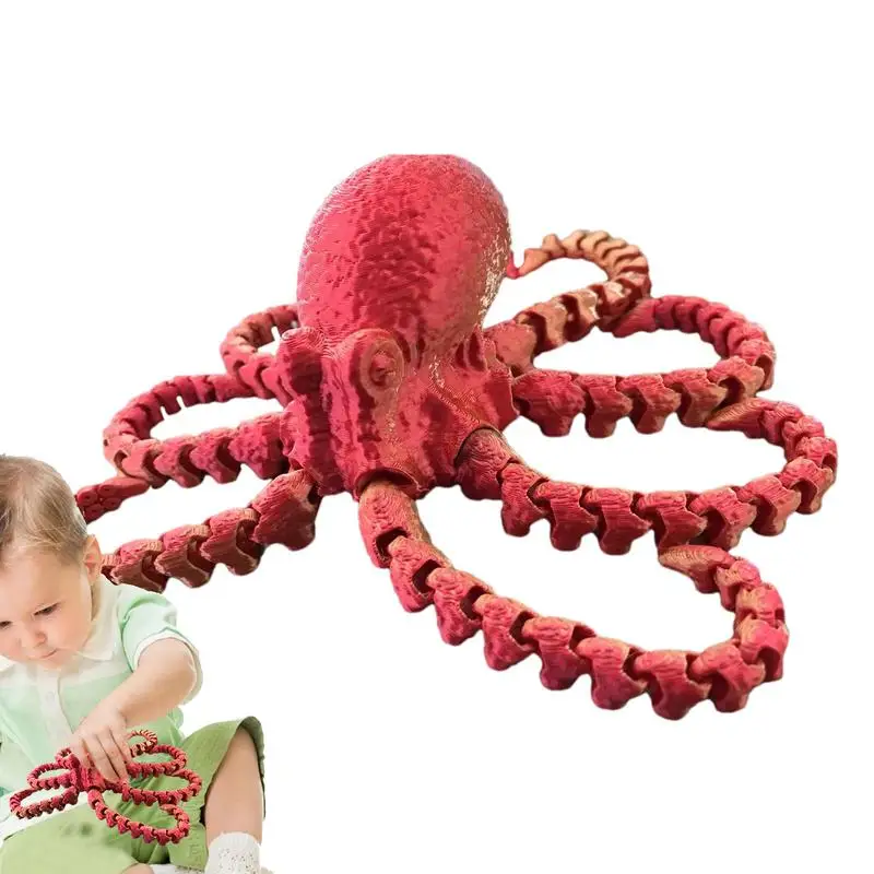 

3D Articulated Octopus Posable Octopus Toy Decorative Figurine Sensory Articulated Fidget Figure For Living Room Study Room