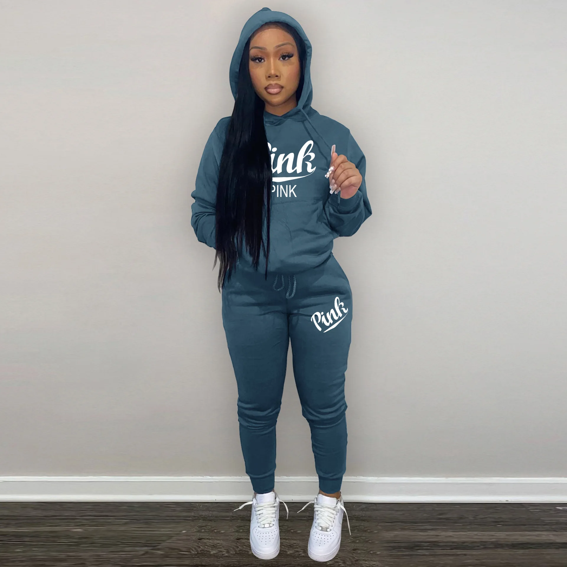 Women's Autumn And Winter Fashion Letter-Printed Pullover Hoodie And Trousers Two-Piece Set Leisure Sports Jogging Suit new men s hooded sports set fashion printed three color hoodie two piece hooded sports shirt sports trousers sports jogging set