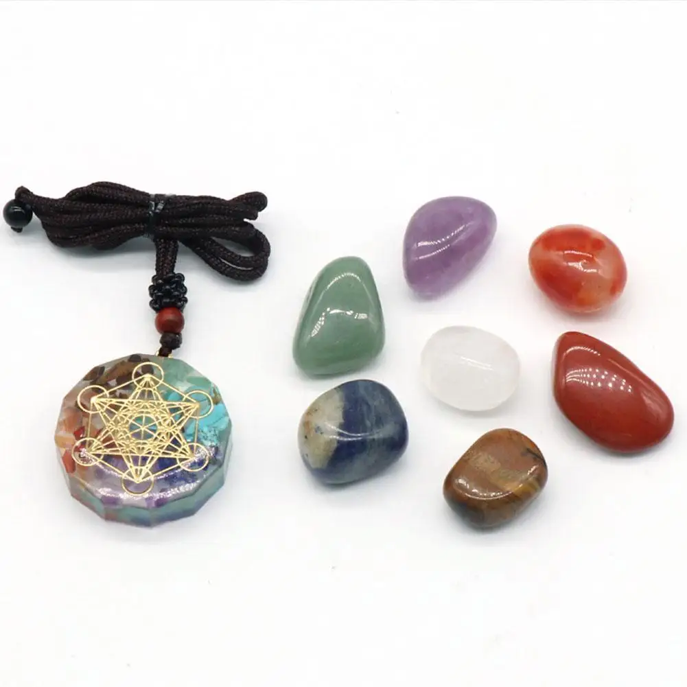 Kit Chakras Cristal Natural, Pedra Ametista Cura Set, Coleção Espiritual, 7 Colar Reiki, Presentes Chakra Yoga Meditação, S P1v4