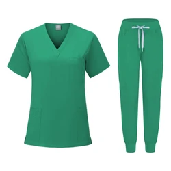 Premium Anti-Wrinkle Washable Nurse Scrubs - Soft Fabric Jogger Set - XXL (Cyan-blue)