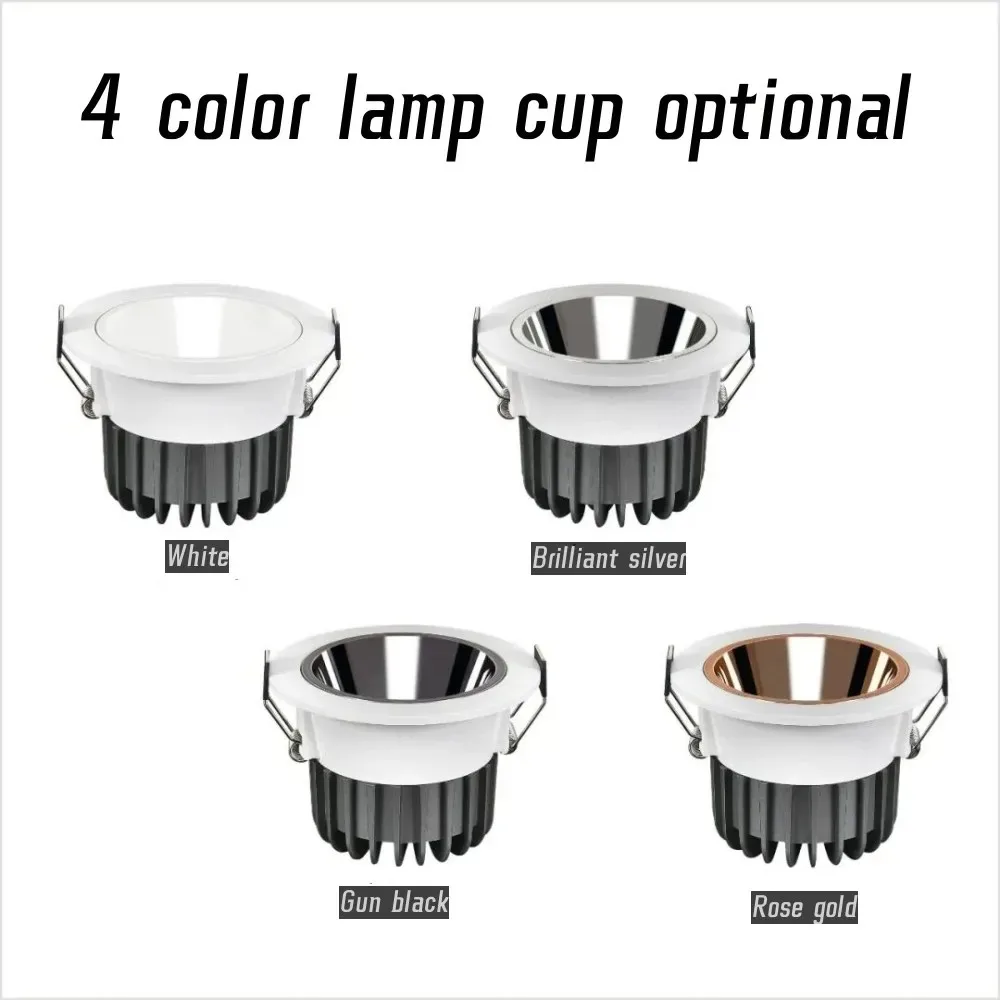 원형 LED 다운라이트 IP65 방수 눈부심 방지 SIM 5W 7W 15W 24W 34W 알루미늄 AC85-265V 욕실, 주방, 발코니에 적합