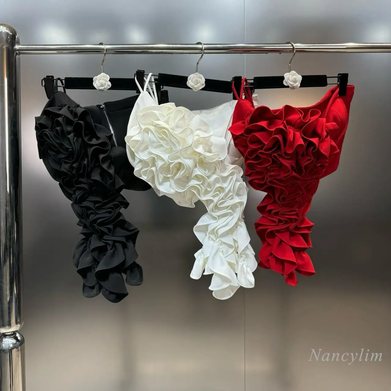 

Женский топ с оборками и открытыми плечами, Y2K, весна-лето 2024