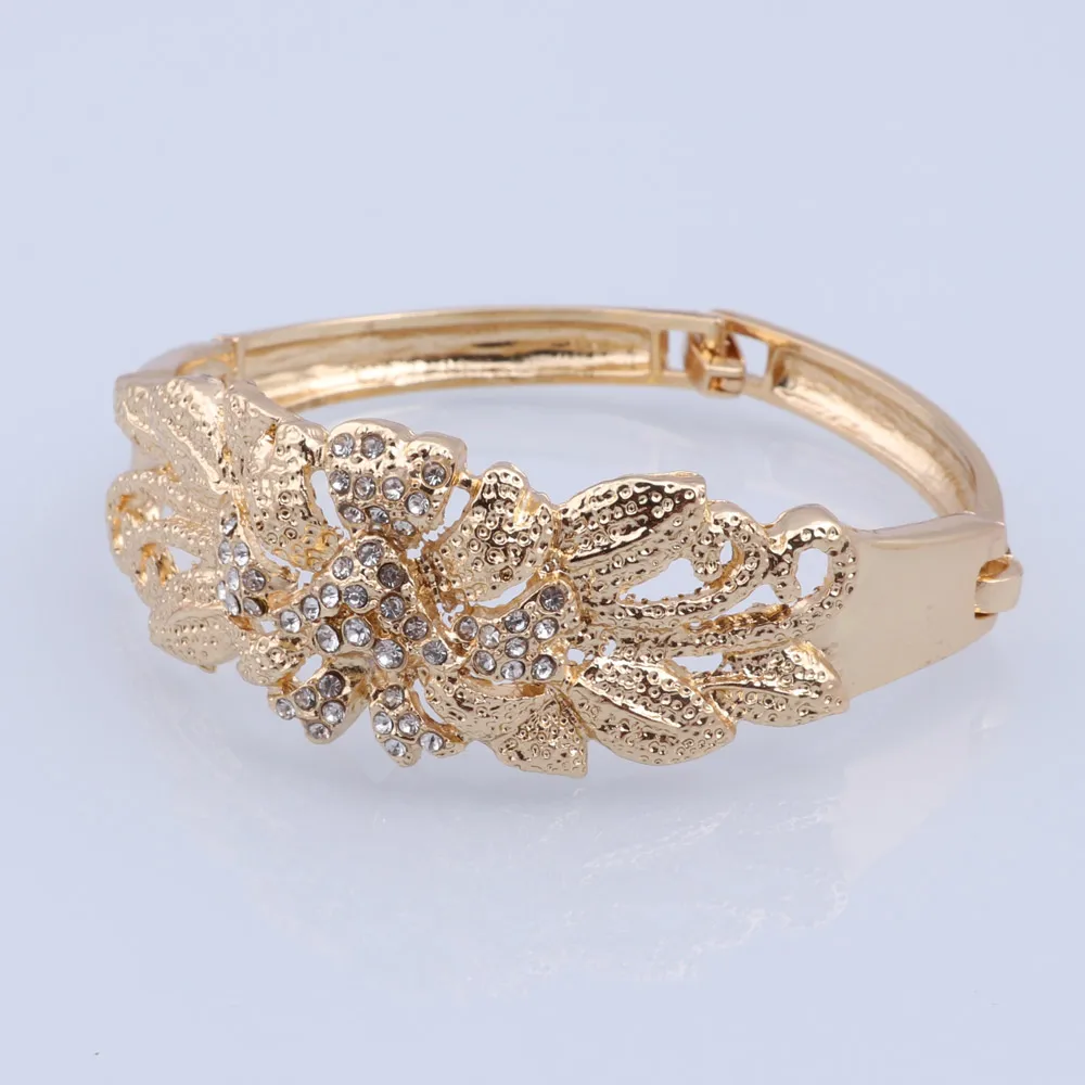 Indian Rhinestone Jewelry Sets Necklace Earrings Ring Bracelet For Wedding  Bridal Women 2024 Dubai Gold Plated Jewelry Set - AliExpress