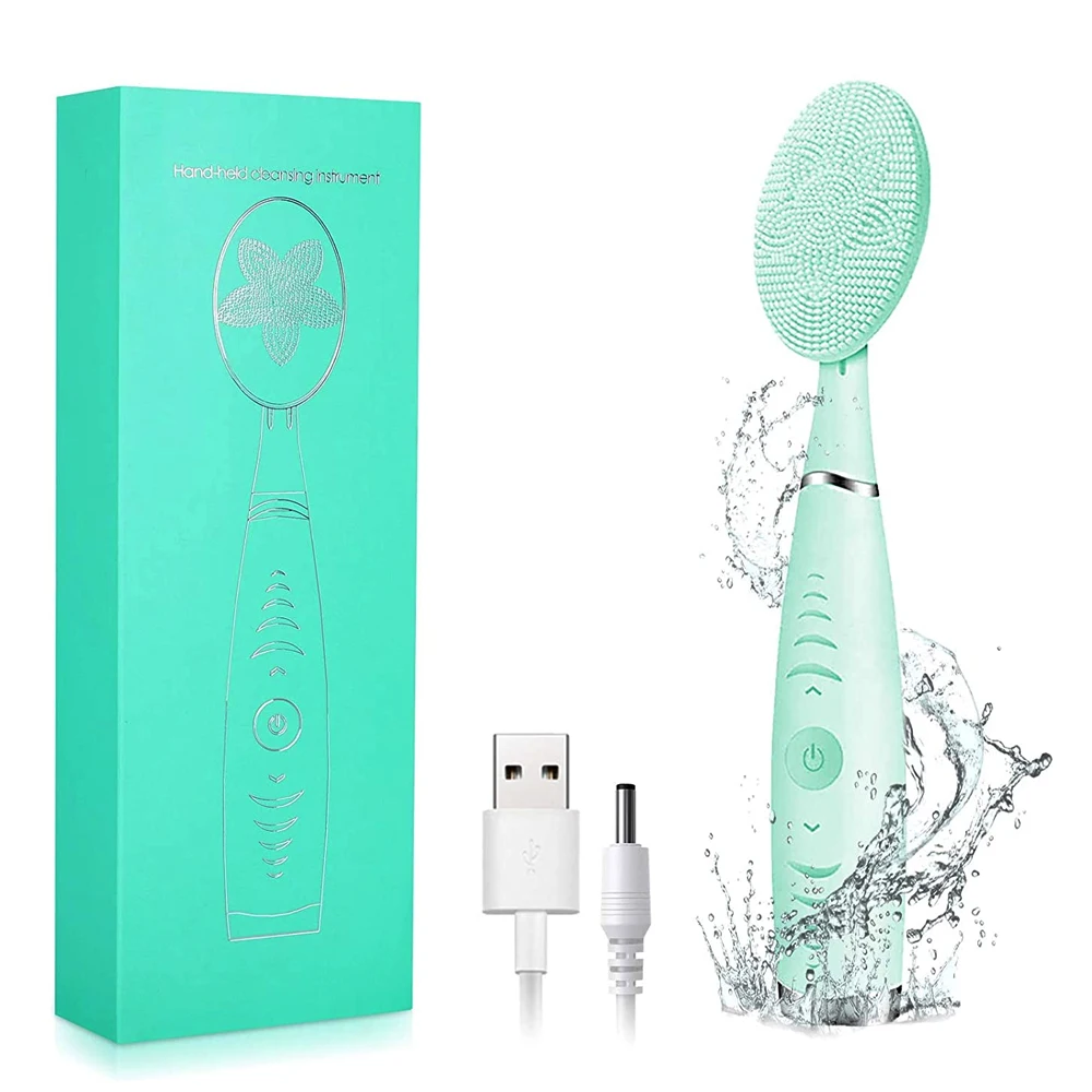 High Frequency Electric Face Cleaner Brush Silicone Sonic Facial Cleansing Deep Pore Cleaner Blackhead Removal Facial Massager