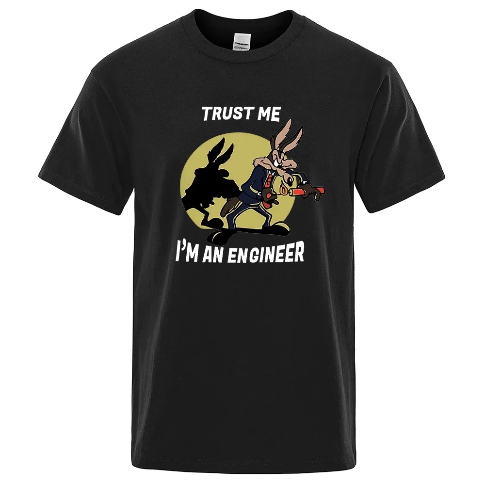 

Men's Cotton Retro T-Shirt Trust Me I'm a Men's Engineer Printed T-Shirt Crew Neck Engineering Classic Men's Large Short Sleeves